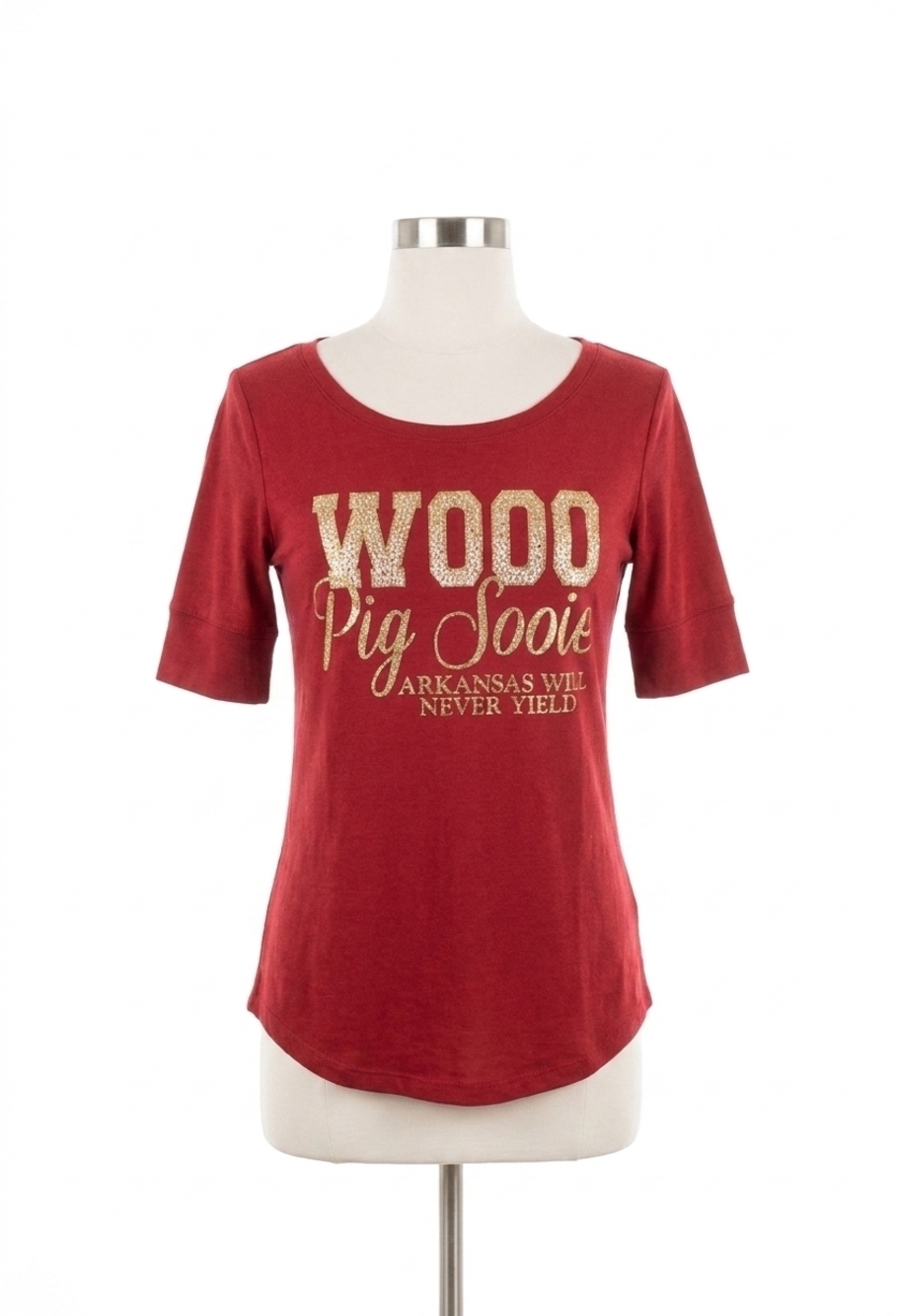 NEW GAMEDAY COUTURE university of arkansas half-sleeve tee in red